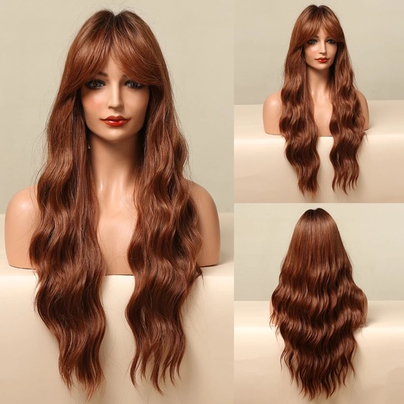 NWT Synthetic Wigs Chocolate Brown Long Curly Wave Cosplay Hair - Picture 1 of 12